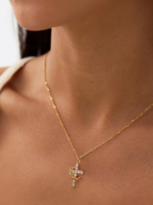 Eternal Cross & Crown Necklace